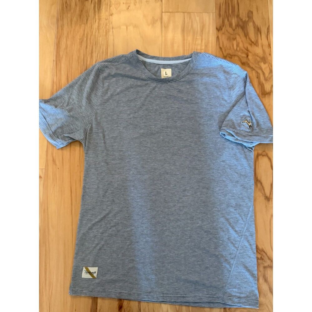 TrackSmith Men's Gray & Blue Striped Running Shirt SZ L